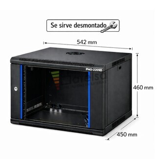 Armario Rack 9U 542x450 mm desmontado | Mural Phasak ECO PHO 2209-D